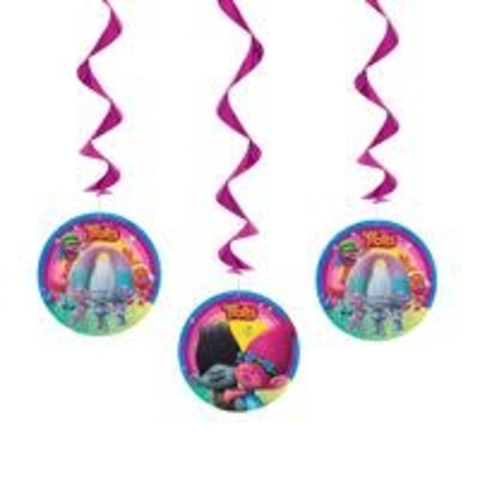 Trolls Hanging Swirl Decorations 26" 3ct