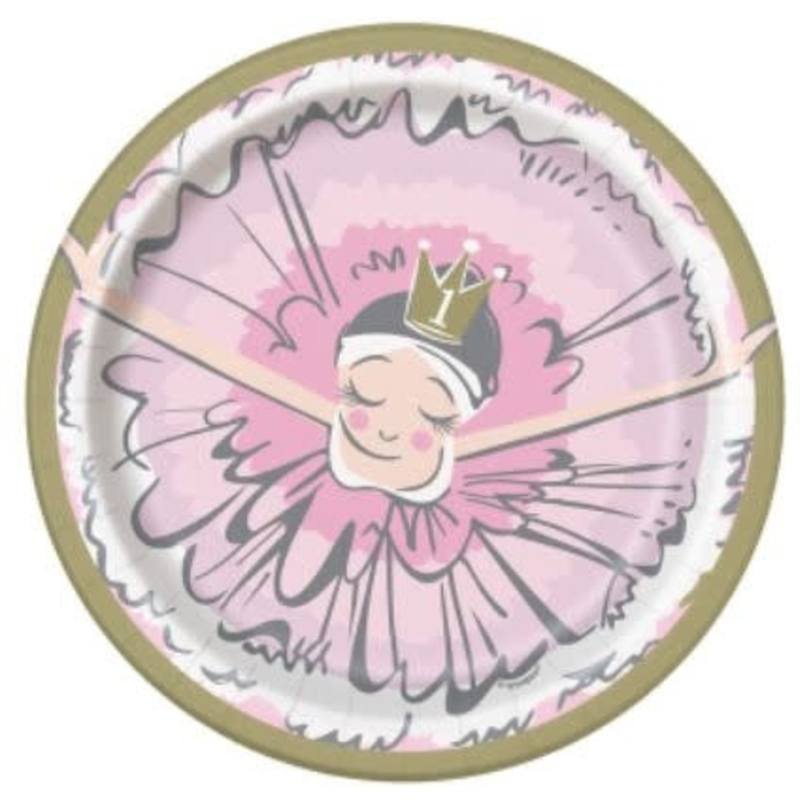 Ballerina Pink & Gold Plates 8ct