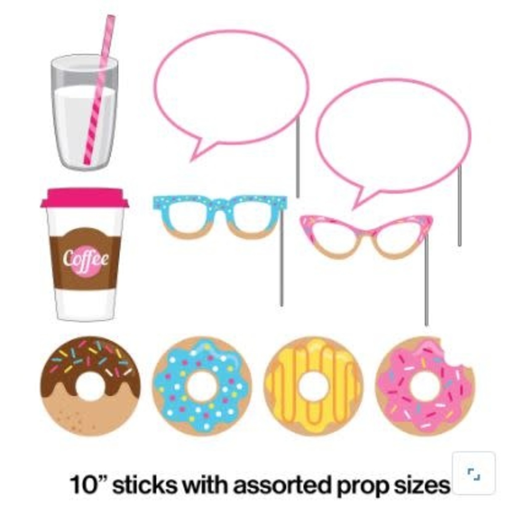 Donut Time Photo Booth Props 10ct