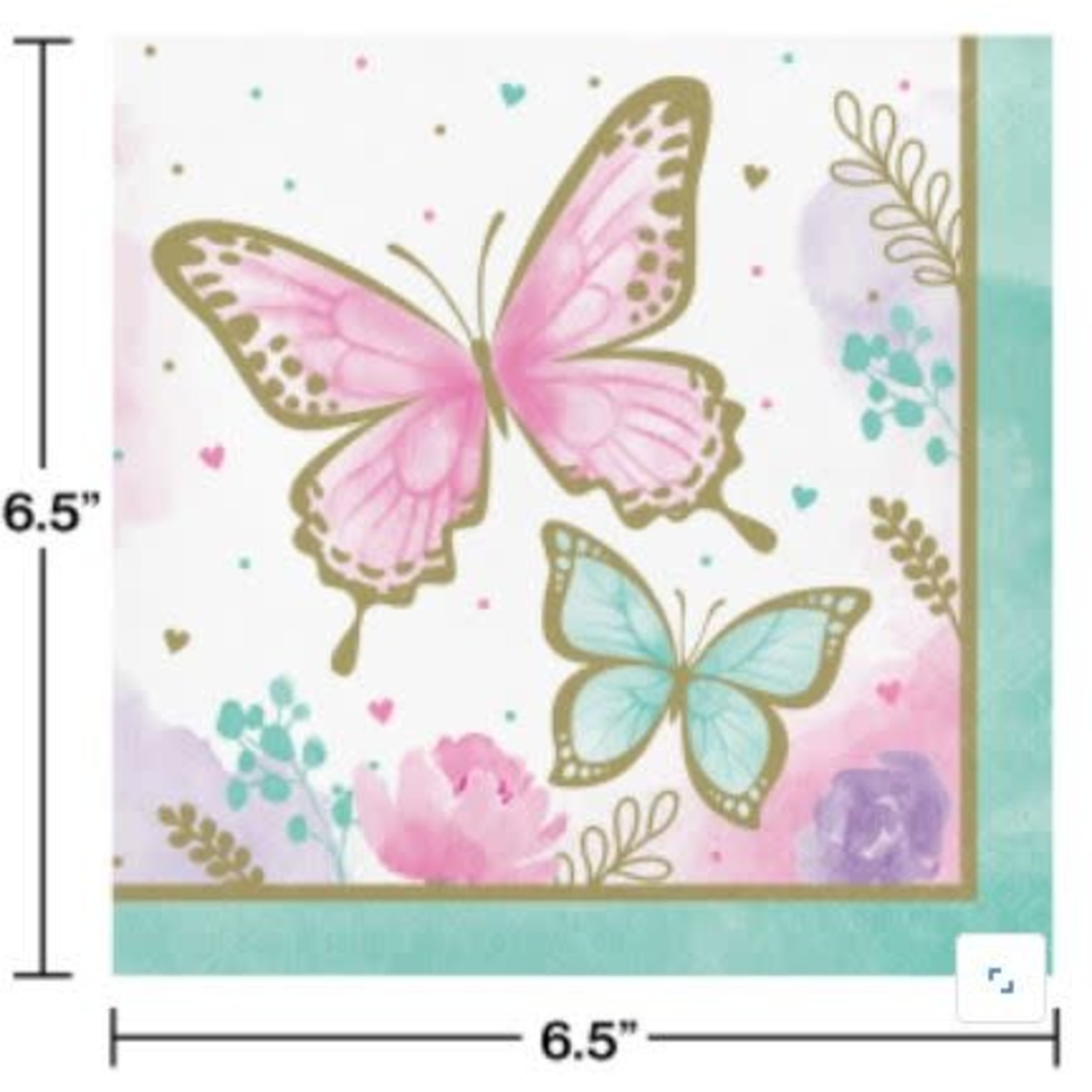 Butterfly Shimmer Luncheon Napkins 16pcs