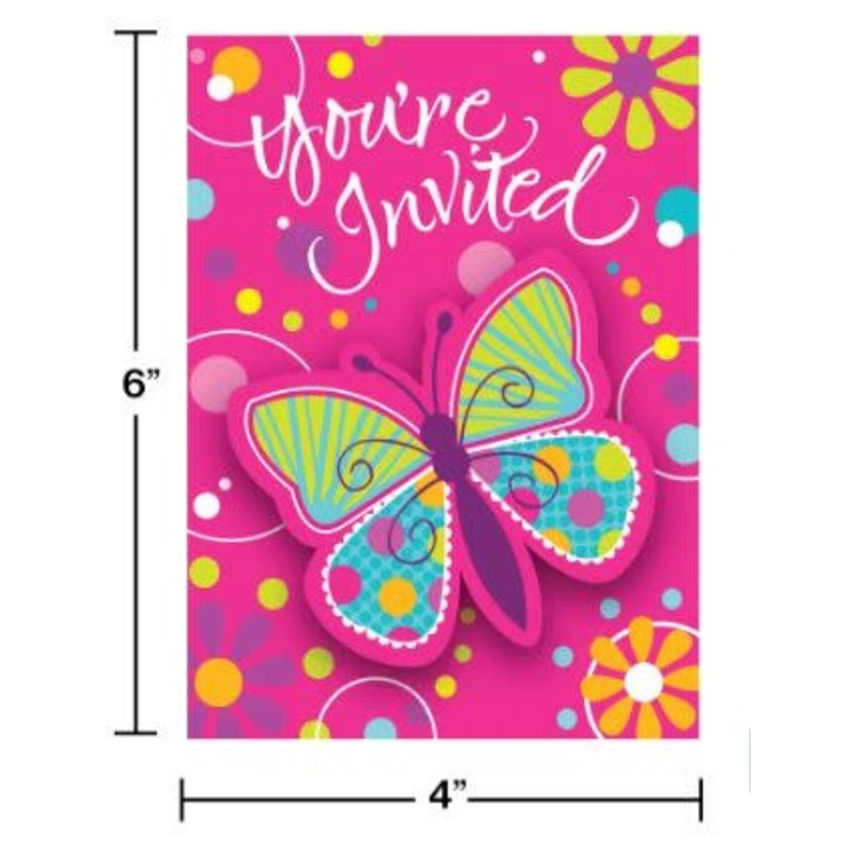 Butterfly Sparkle Invitations 8pcs