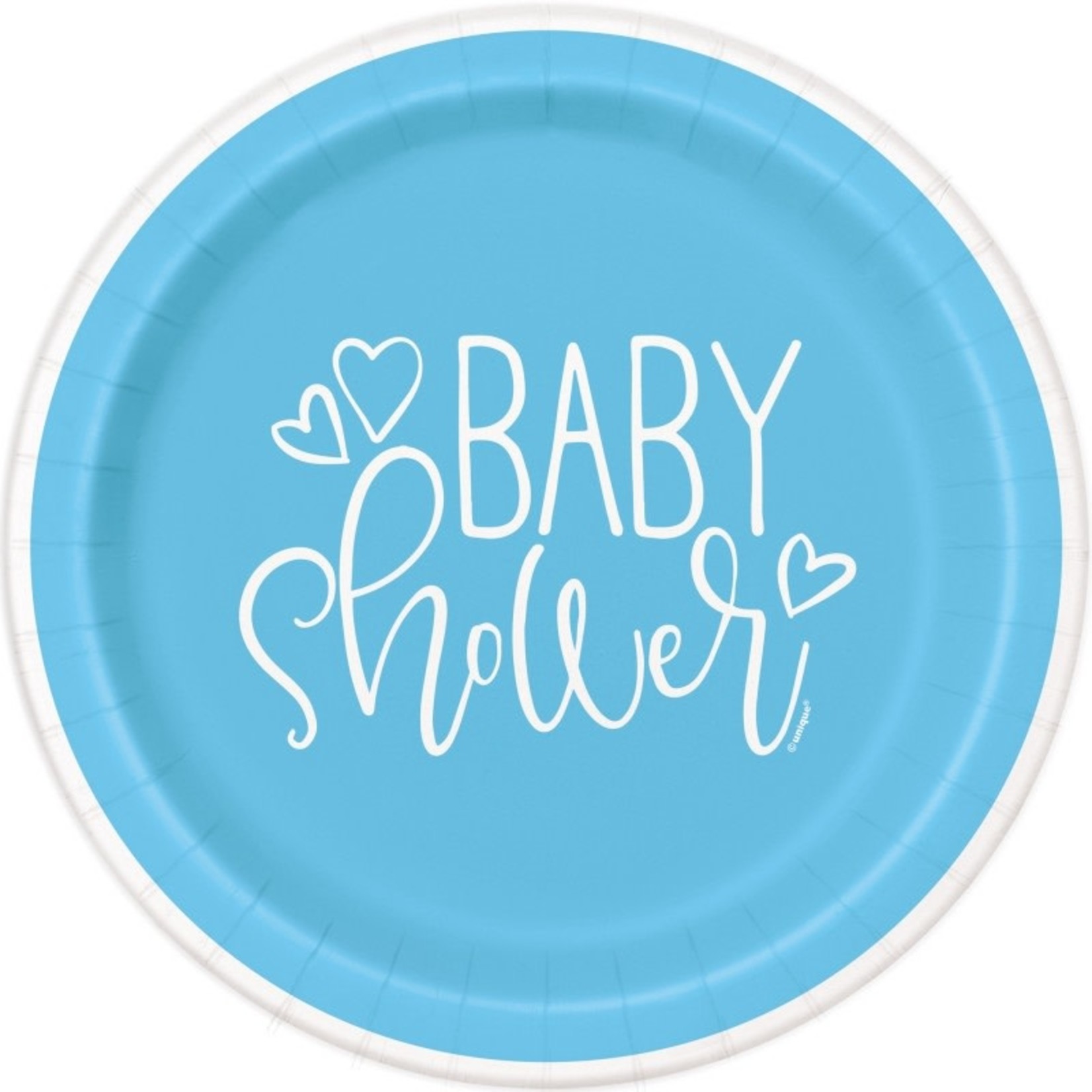 Blue Hearts Baby Shower 7" Plate 8ct