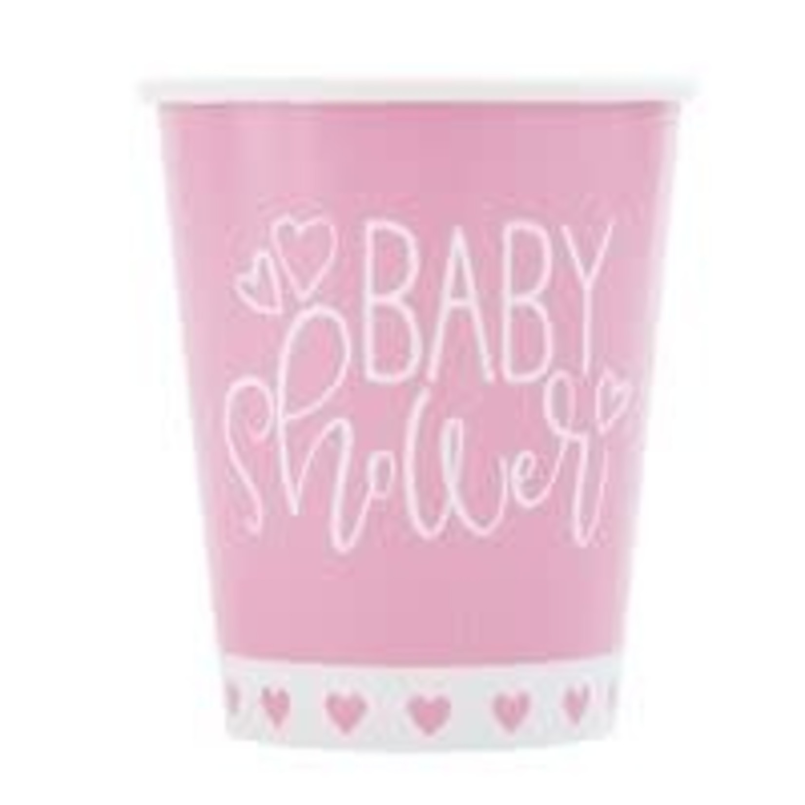 Pink Hearts Baby Shower 9oz Paper Cups  8ct