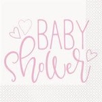 Pink Hearts Baby Shower Luncheon Napkins  16ct