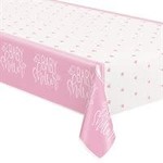 Pink Hearts Baby Shower Rectangular Plastic Table Cover  54" x 84"