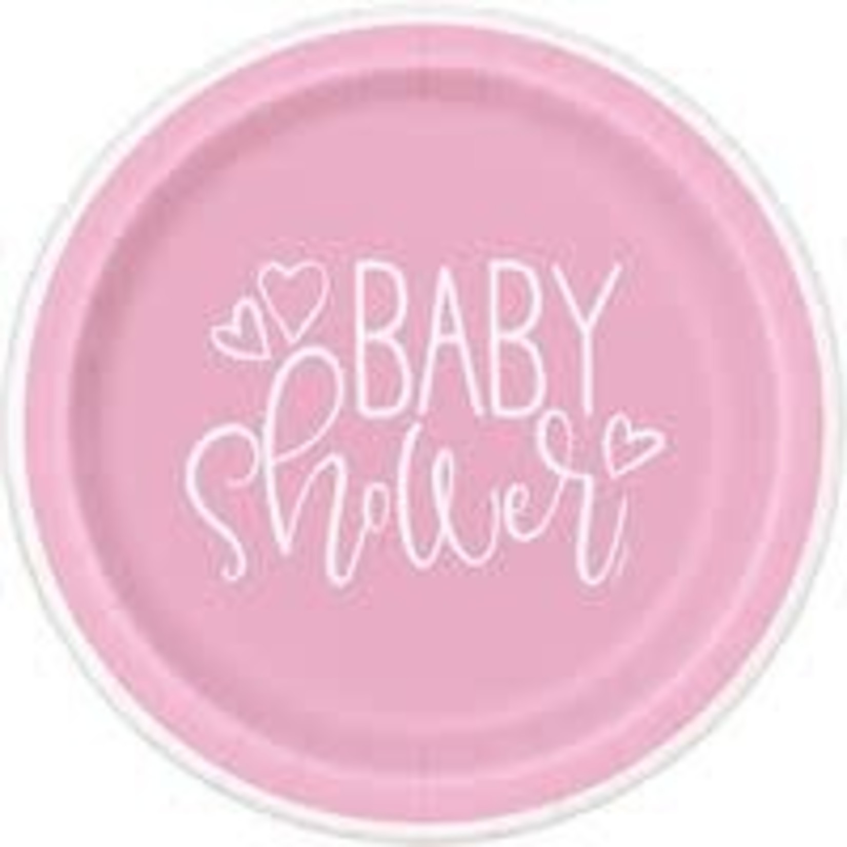 Pink Heart Baby Shower 7" Plate  8ct.