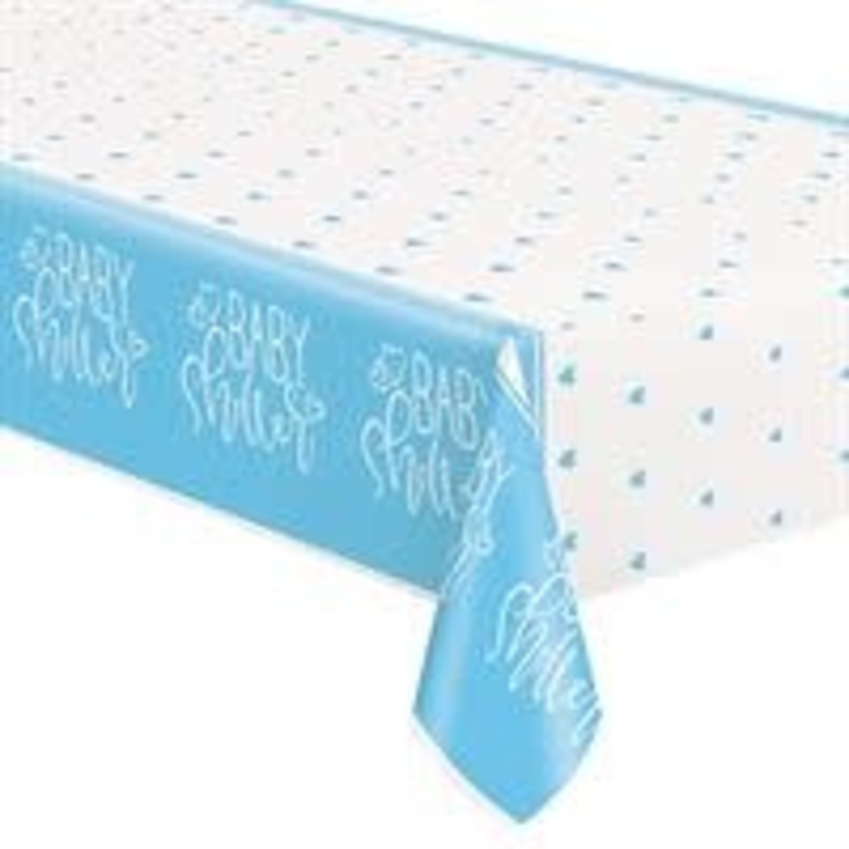 Blue Hearts Baby Shower Rectangular Plastic Table Cover  54" x 84"
