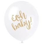 Oh Baby White & Gold 12" Balloons 8ct.