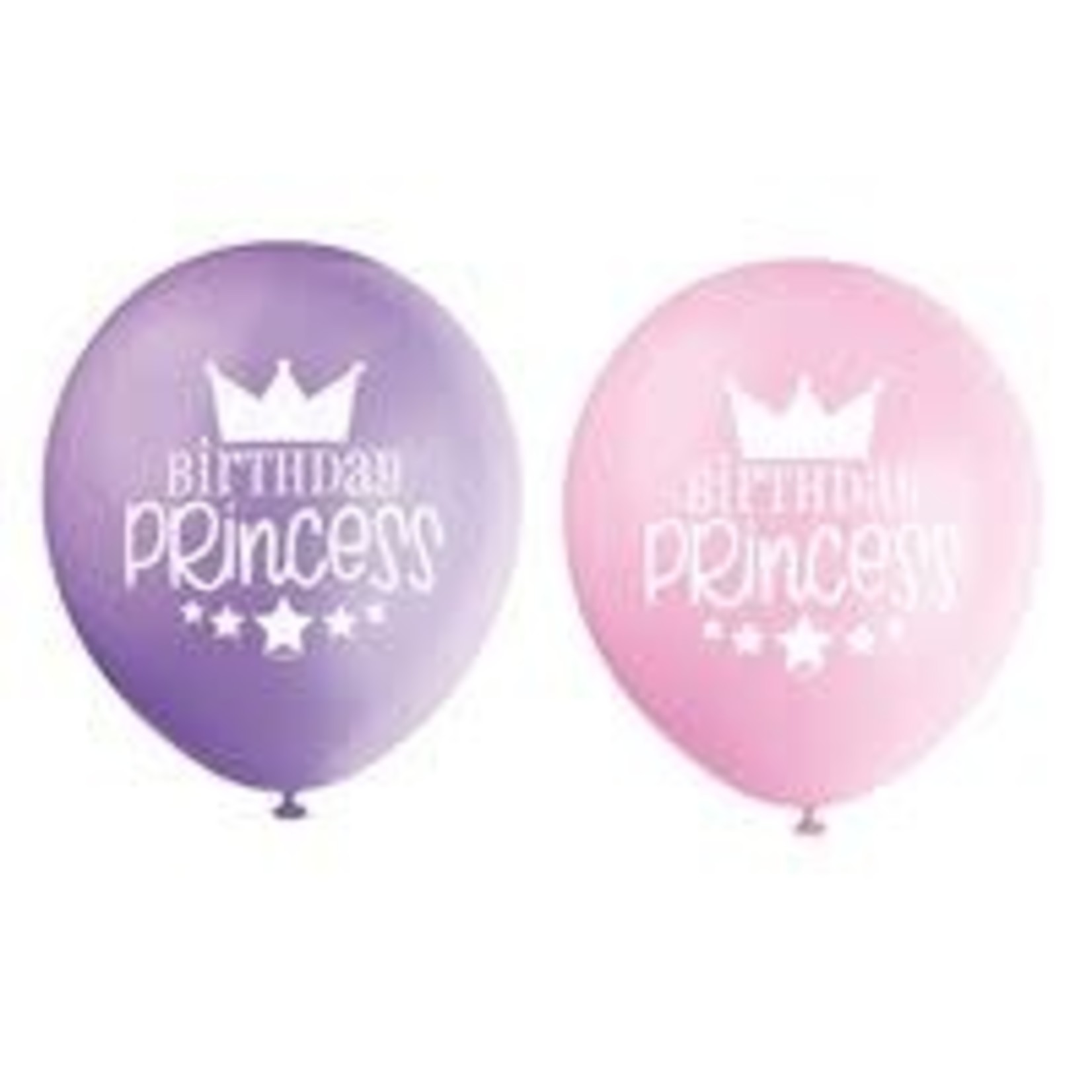 12" Birthday Princess Pink & Purple Balloons 8ct.