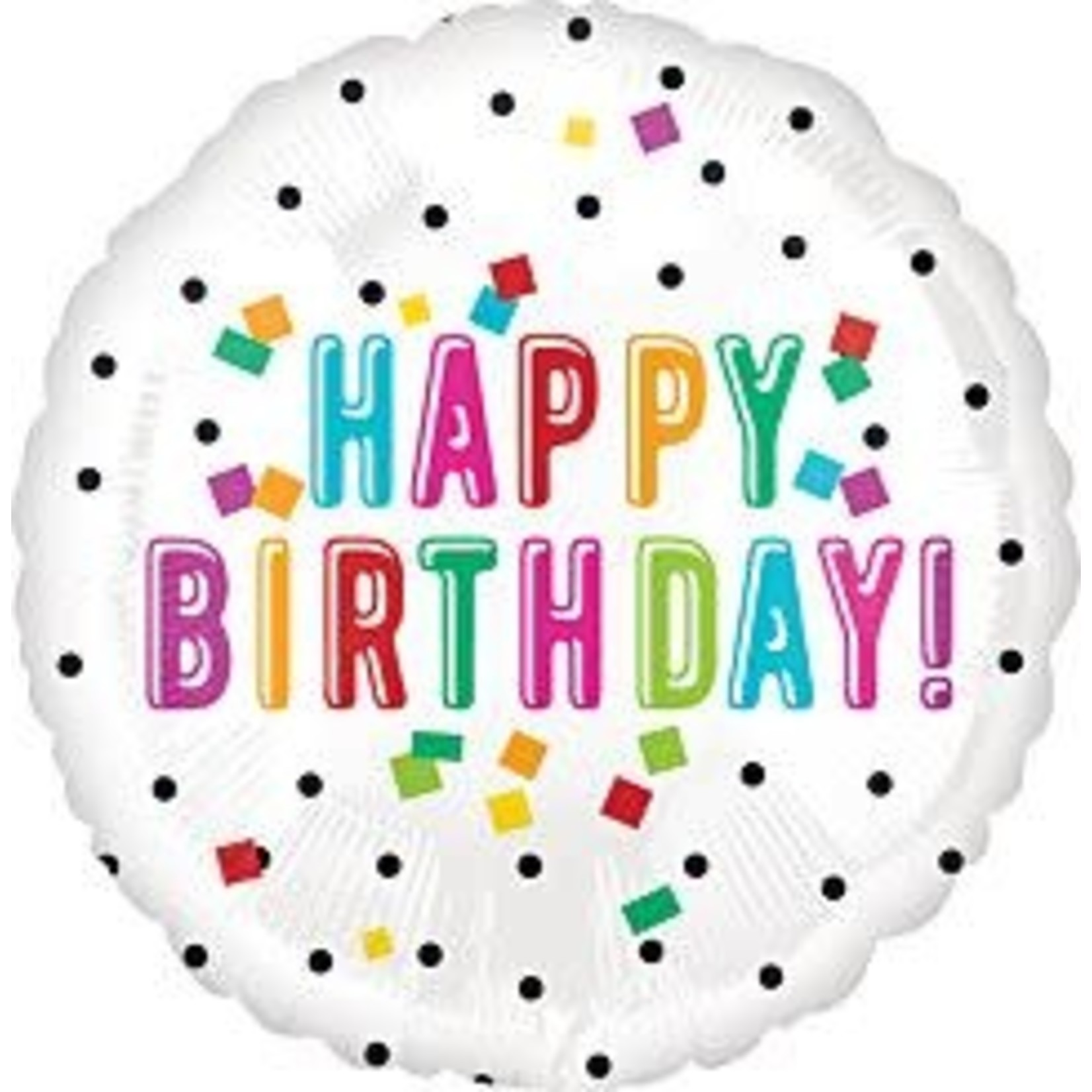 18" HBD Colorful Confetti Balloon