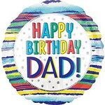 18" HBD Dad Painted Stripes Balloon