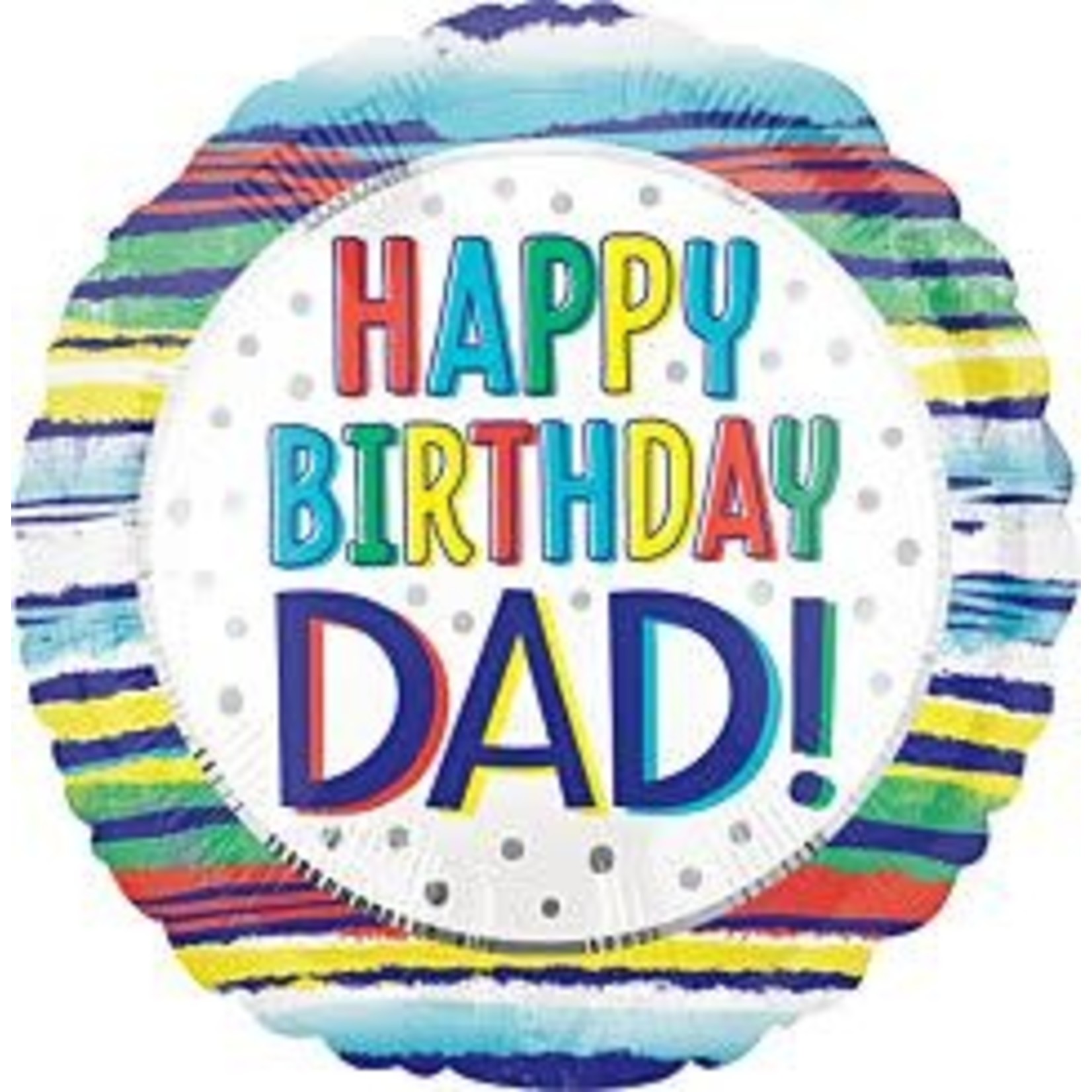 18" HBD Dad Painted Stripes Balloon