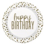 Confetti Gold Birthday Round 9" Dinner Plates  8ct