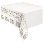 Confetti Gold Birthday Plastic Table Cover  54"x 84"