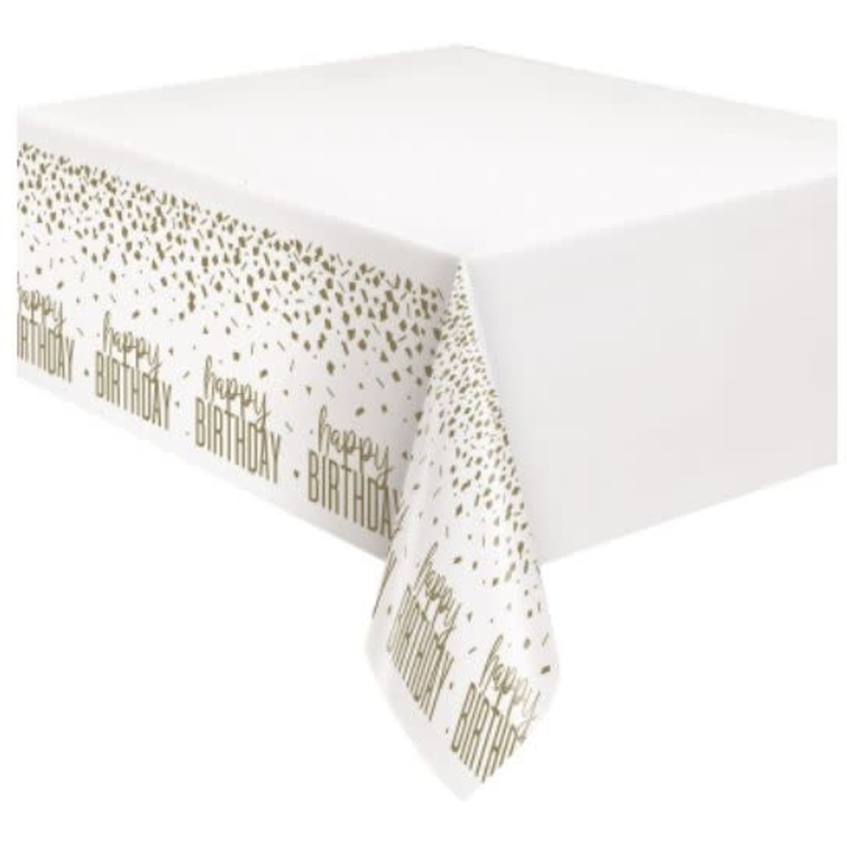 Confetti Gold Birthday Plastic Table Cover  54"x 84"