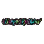 Neon Script Happy Birthday Giant Jointed Banner  4.5 ft