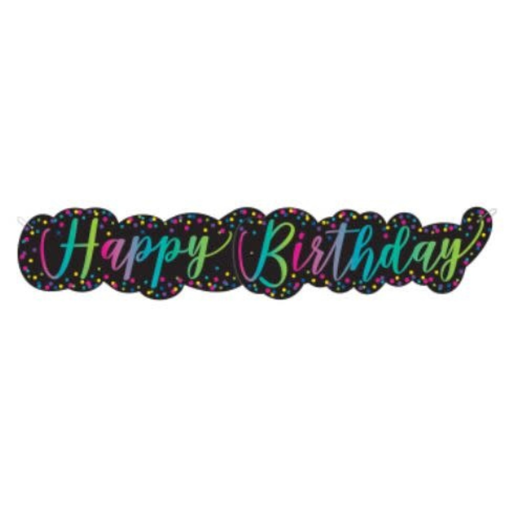 Neon Script Happy Birthday Giant Jointed Banner  4.5 ft