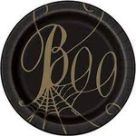 Black and Gold Boo Spider Web Dessert Plates