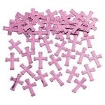 Embossed Pink Cross Confetti