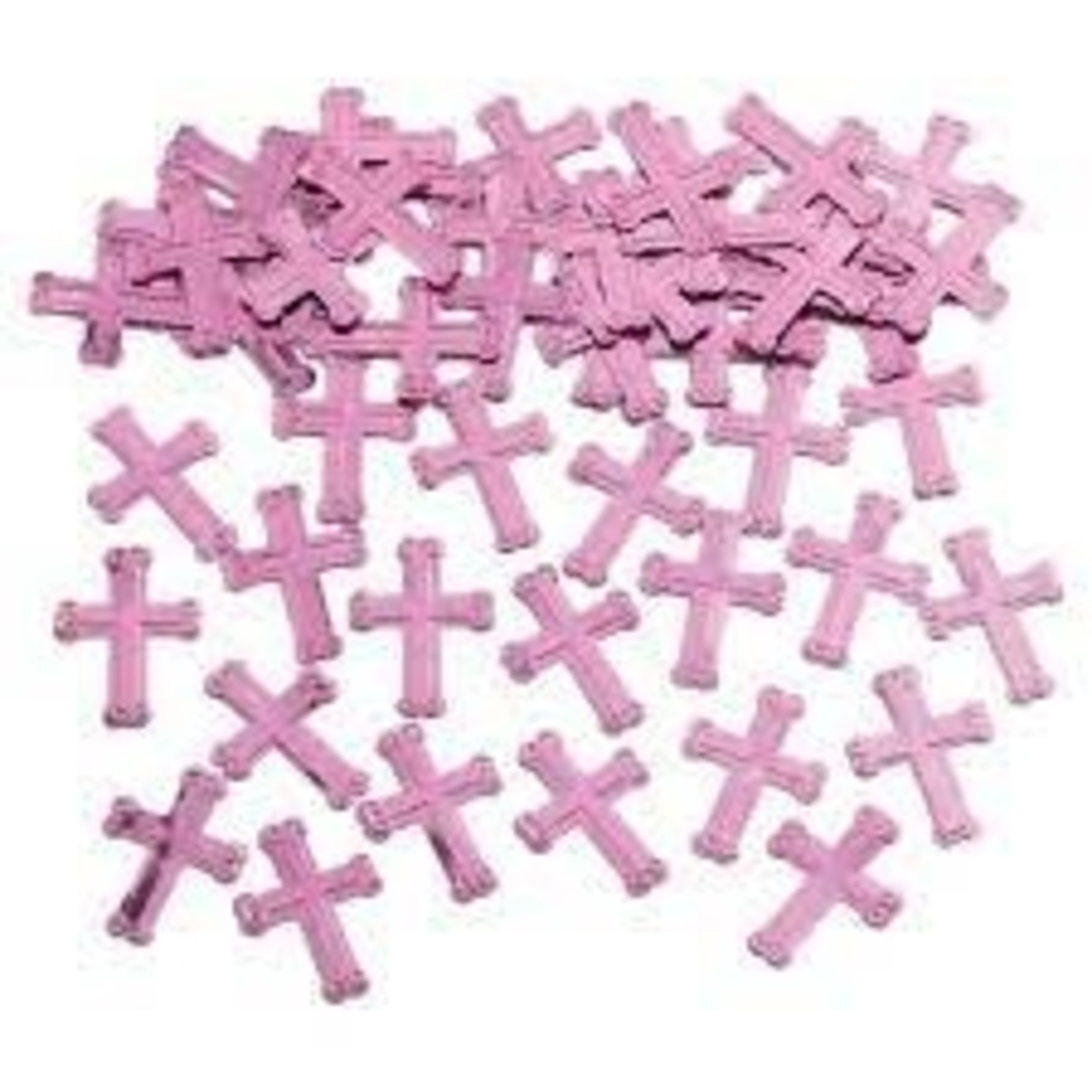 Embossed Pink Cross Confetti