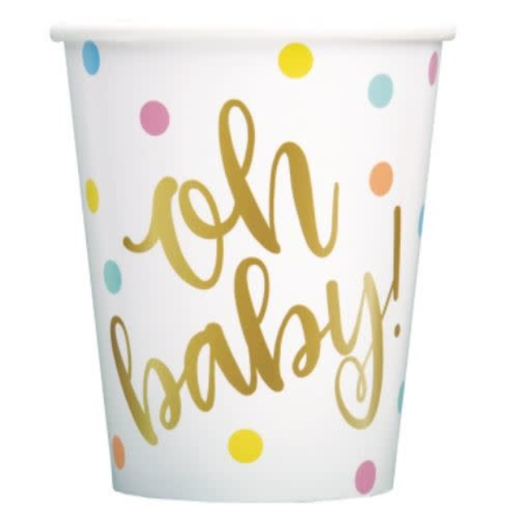 IN Gold Baby Shower 9oz Paper Cups  8c