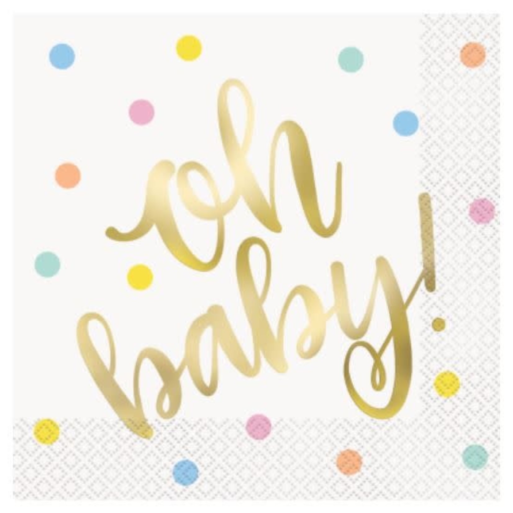 IN Gold Baby Shower Luncheon Napkins  16ct - Foil Stampe