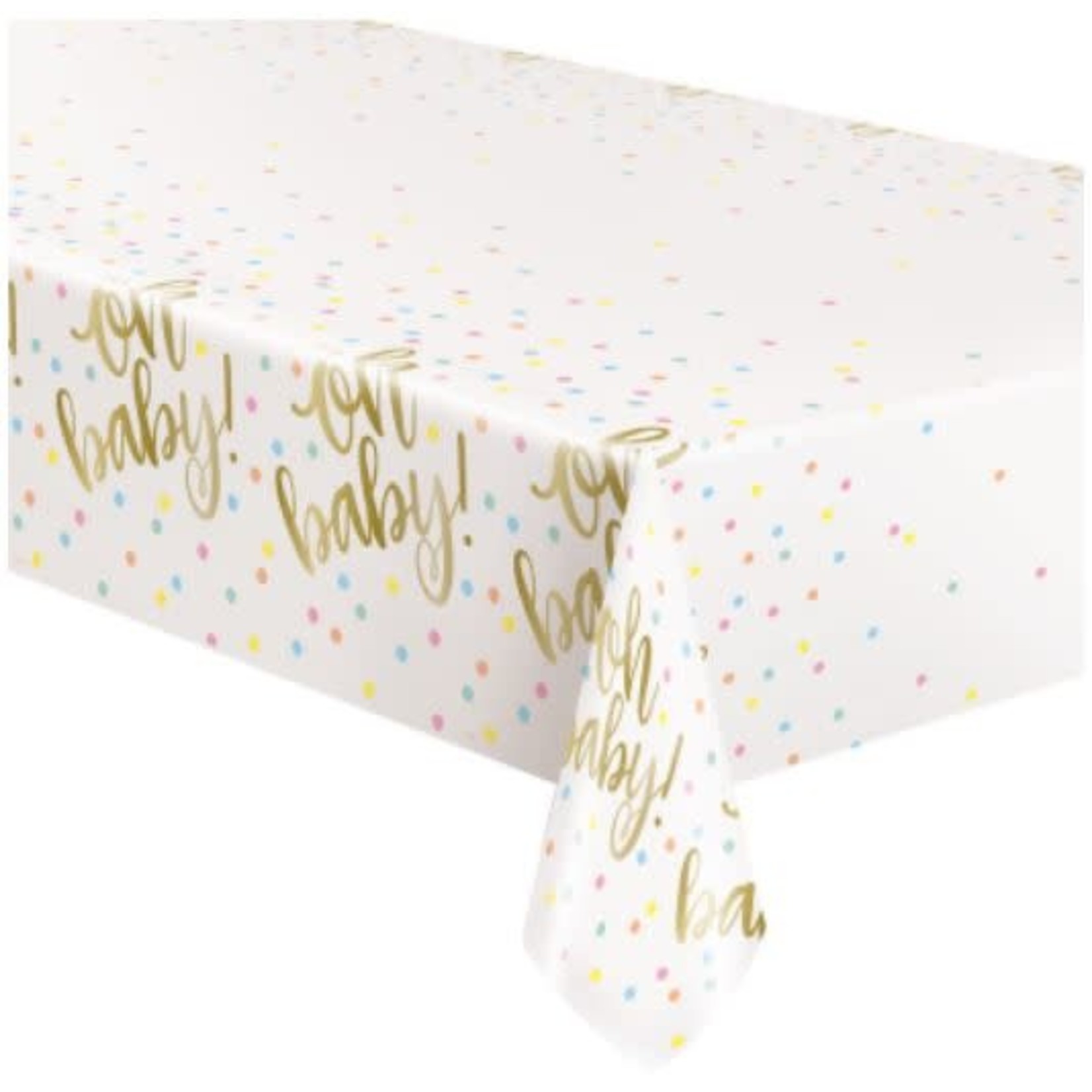 IN Gold Baby Shower Rectangular Plastic Table Cover  54" x 84