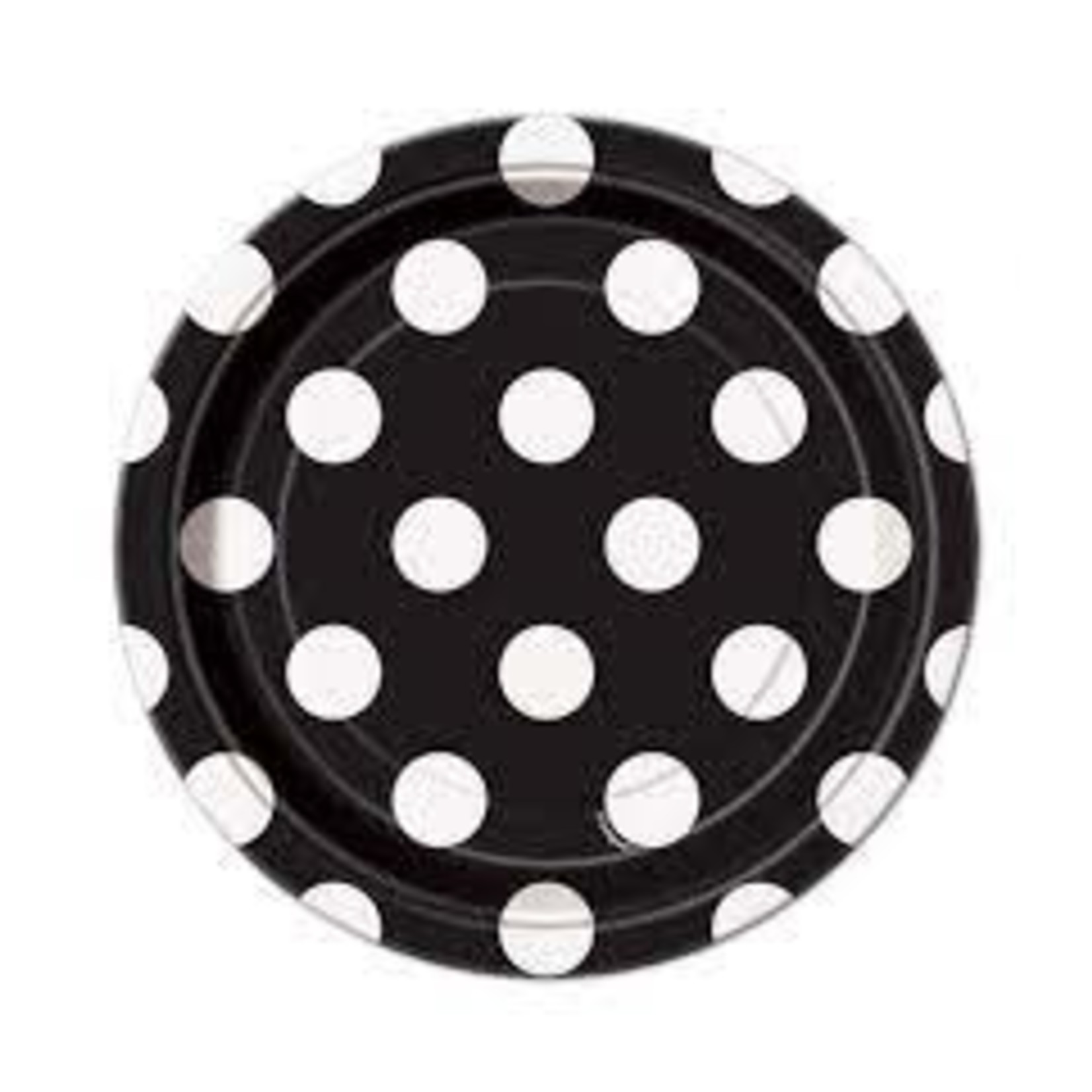 Black Polkadot Plates 8ct