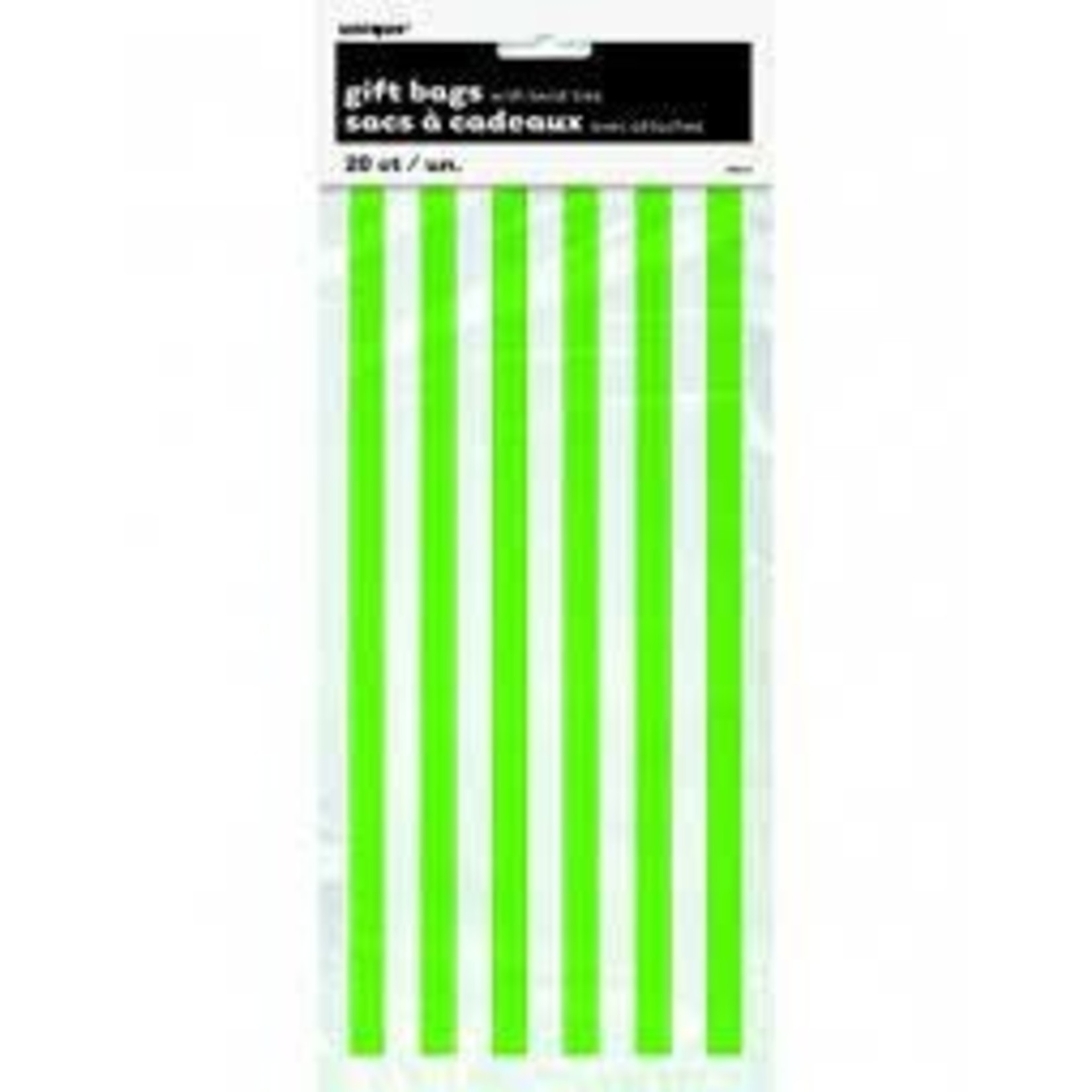 Green WhiteStripes Plastic Bags