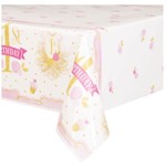 Pink & Gold First Birthday Rectangular Plastic Table Cover  54" x 84"