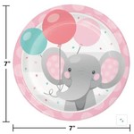 Girl Enchant Elephant 7" Plates 8ct