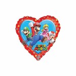 Anagram 18" Heart Shaped Mario Balloon