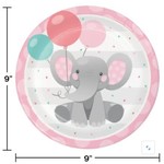 Girl Enchant Elephant 9" Plates 8ct