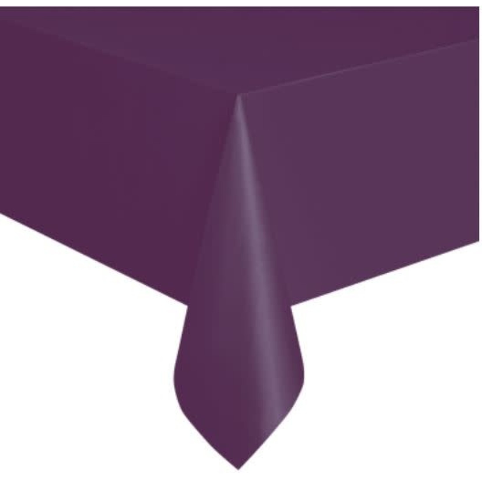 Deep Purple Solid Rectangular Plastic Table Cover  54" x 108" - Short Fold