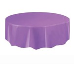 Pretty Purple Solid Round Plastic Table Cover  84"