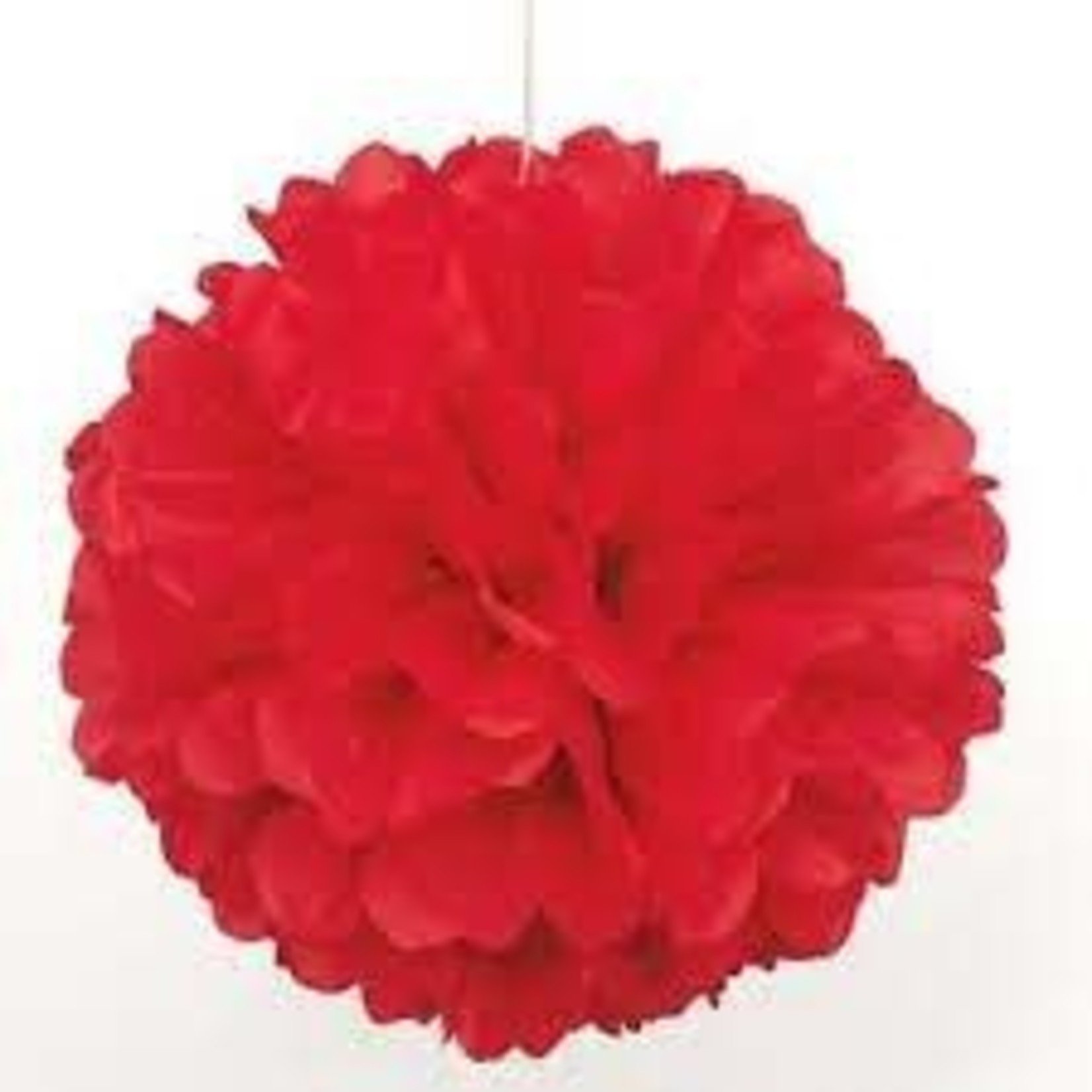 Ruby Red Solid 16" Hanging Tissue Puff Ball