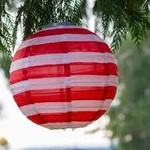 Red & White Stripe 3ct Lantern