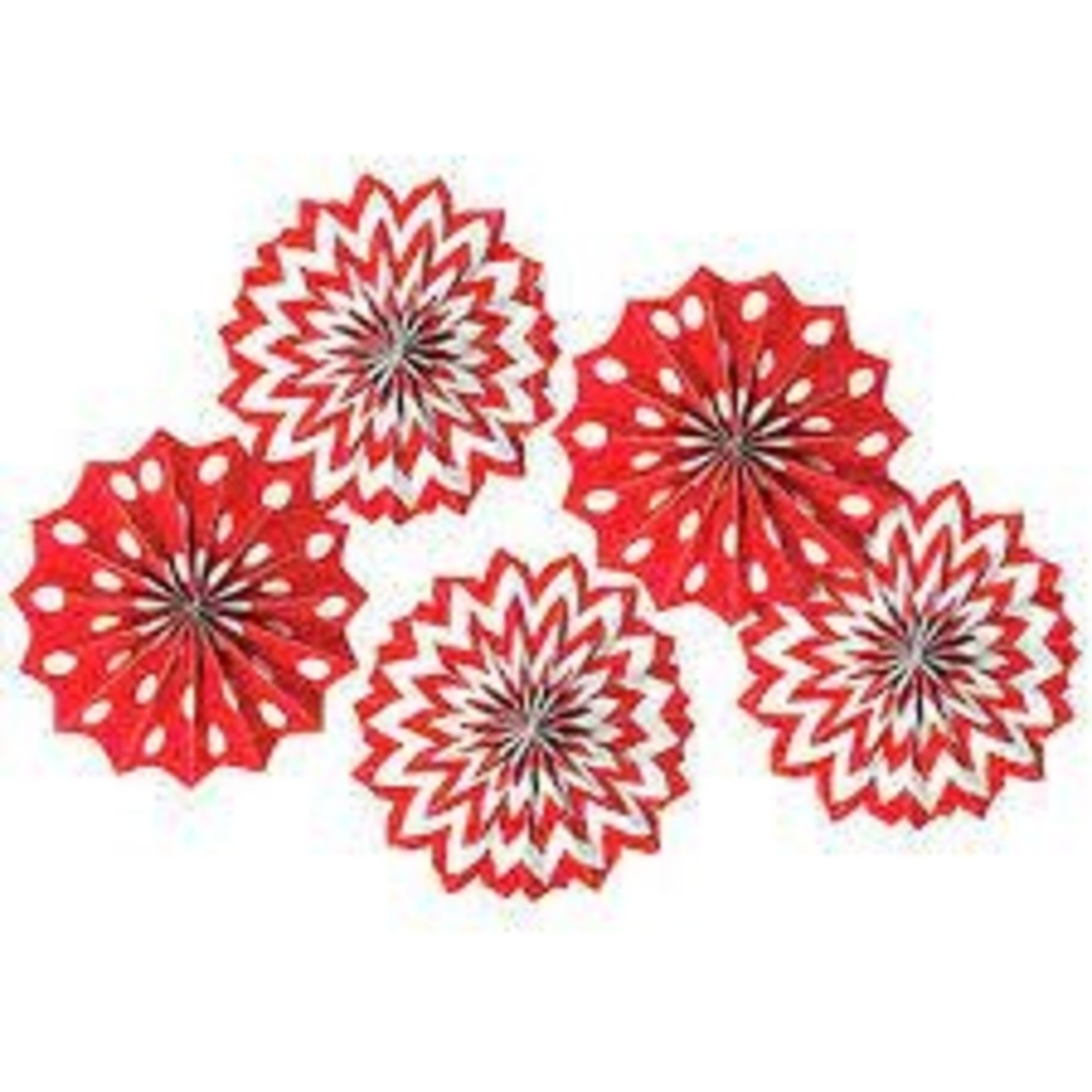 Red Paper Fans 5ct