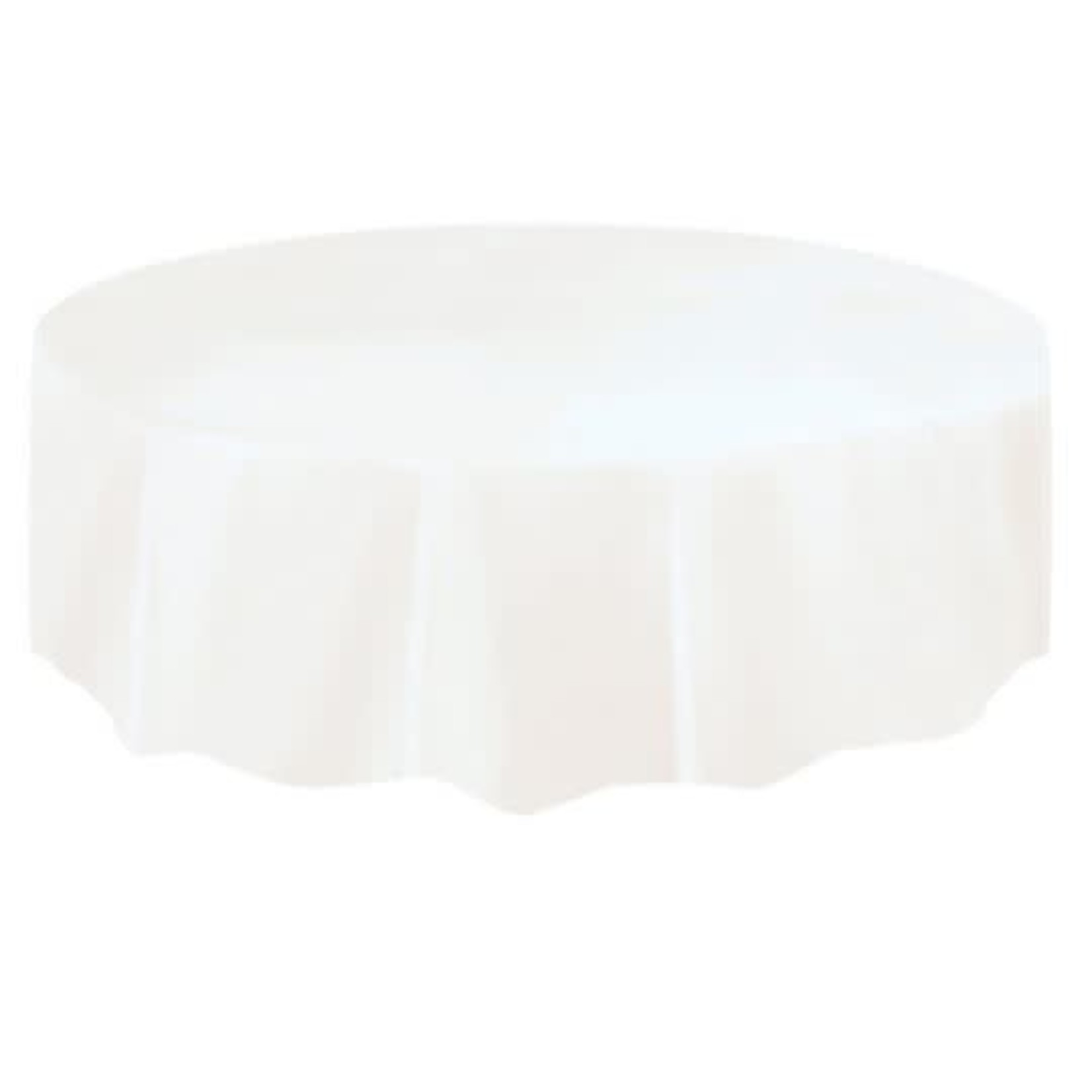 White Solid Round Plastic Table Cover  84"