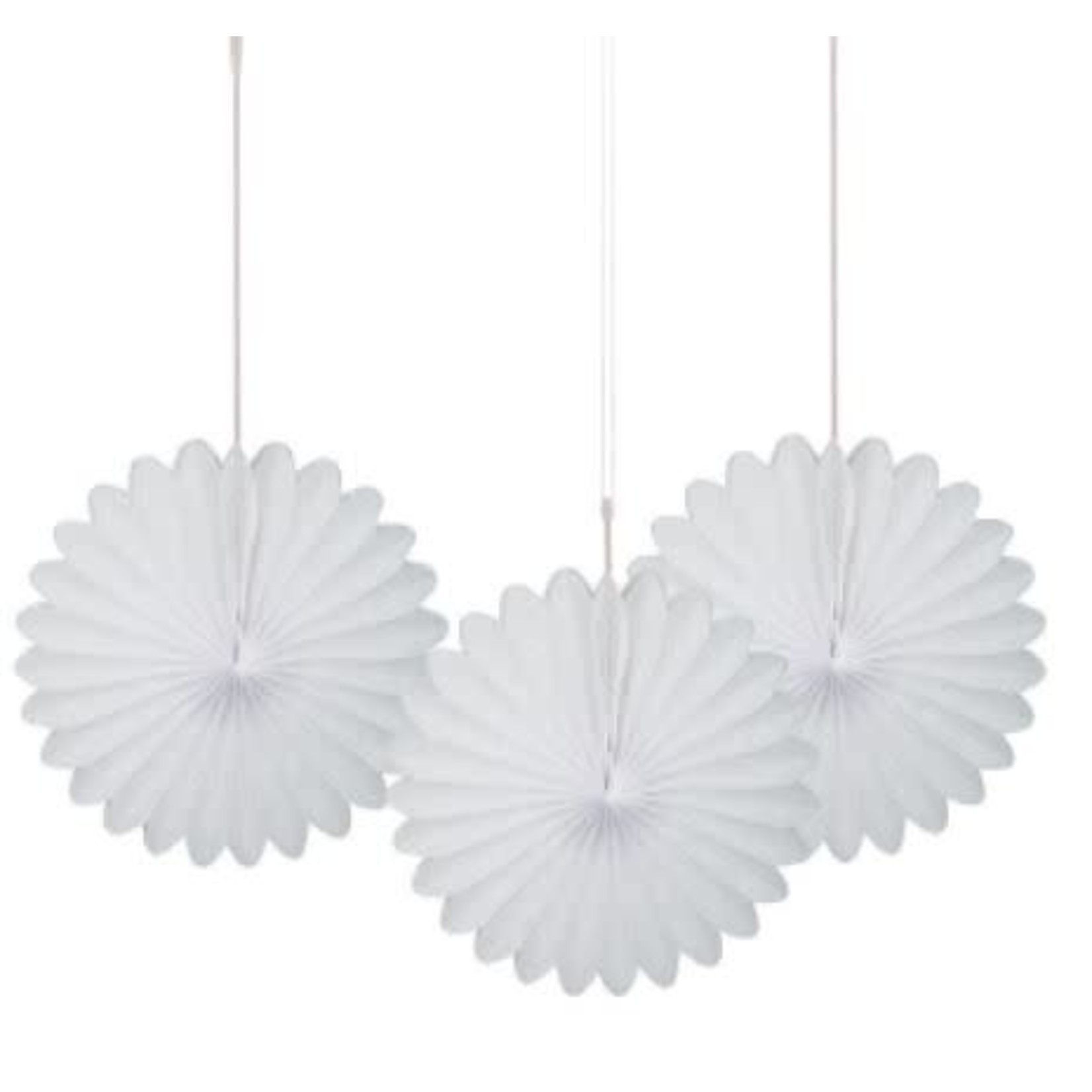 White Solid 6" Tissue Paper Fans  3ct