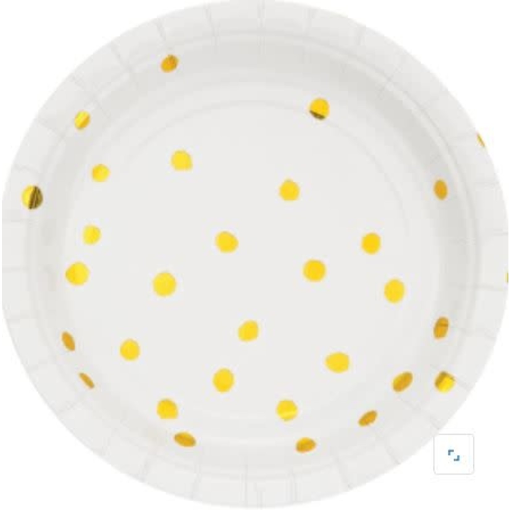 7" Round White w/ Gold Dots Cake Plate