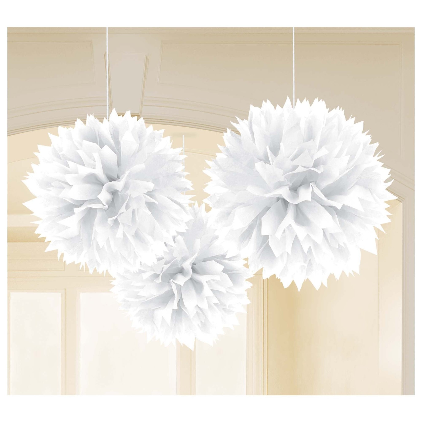 Frosty White Fluffy Paper Decorations