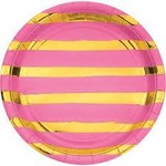 Hot  Pink & Gold Stripe Plates