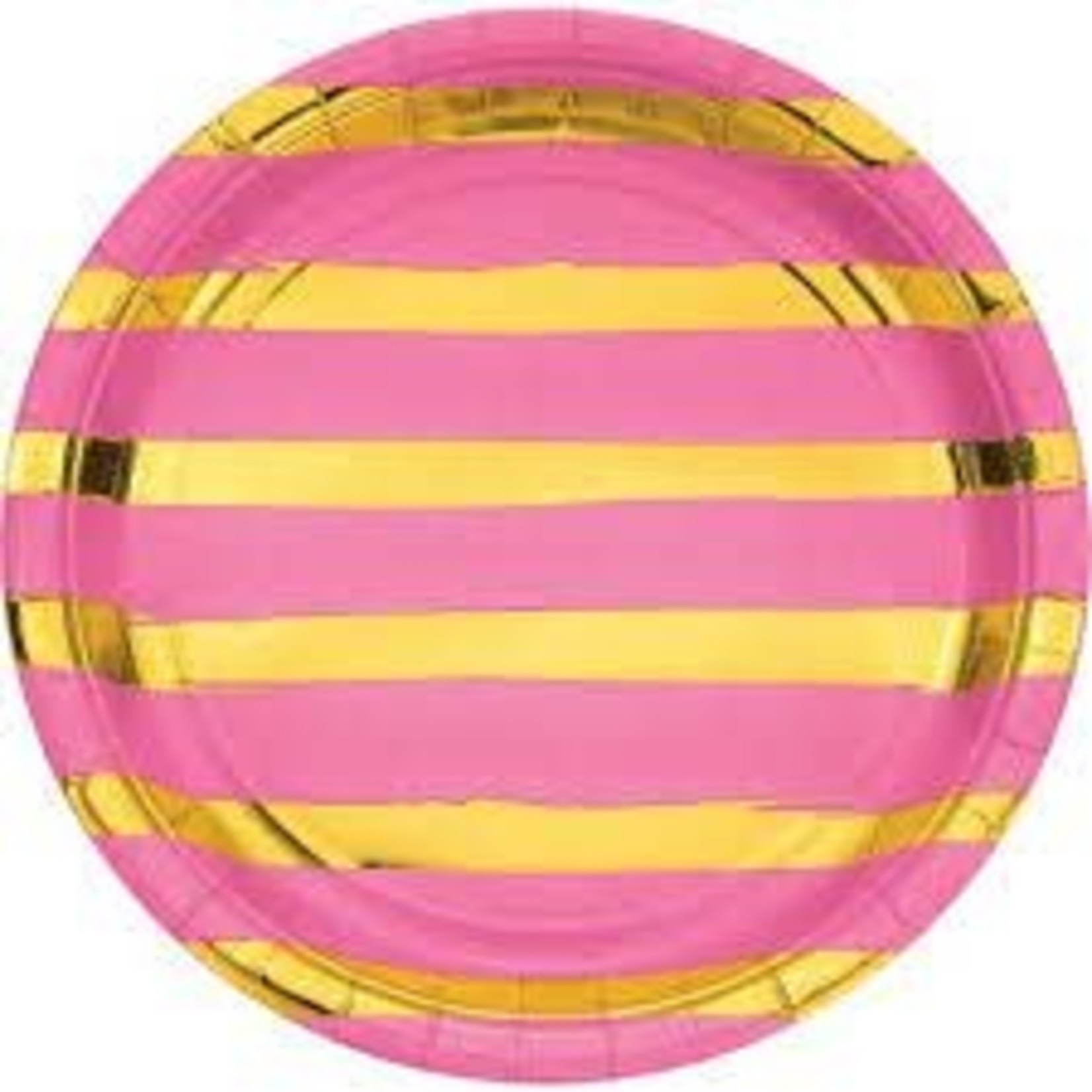 Hot  Pink & Gold Stripe Plates