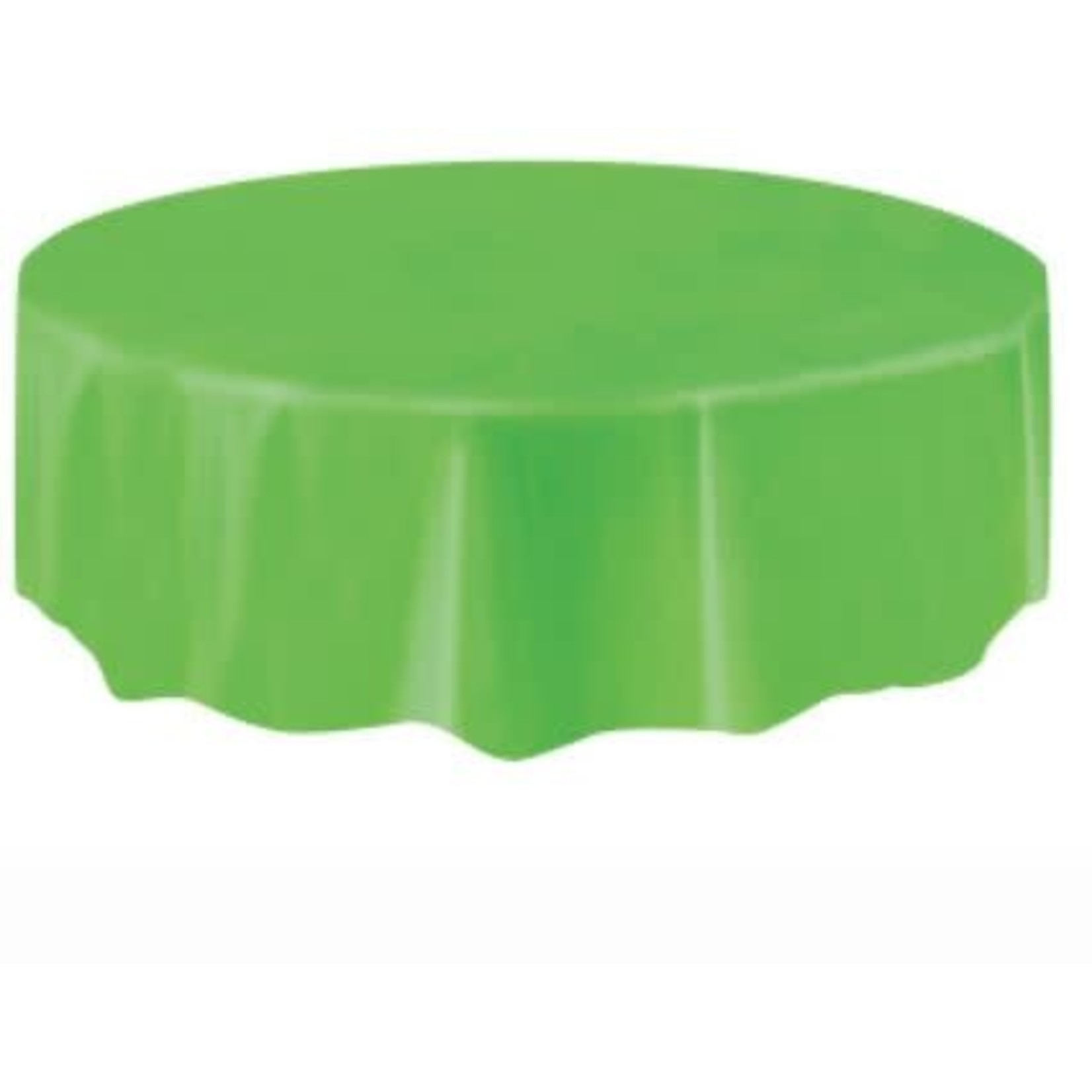 Lime Green Solid Round Plastic Table Cover  84"