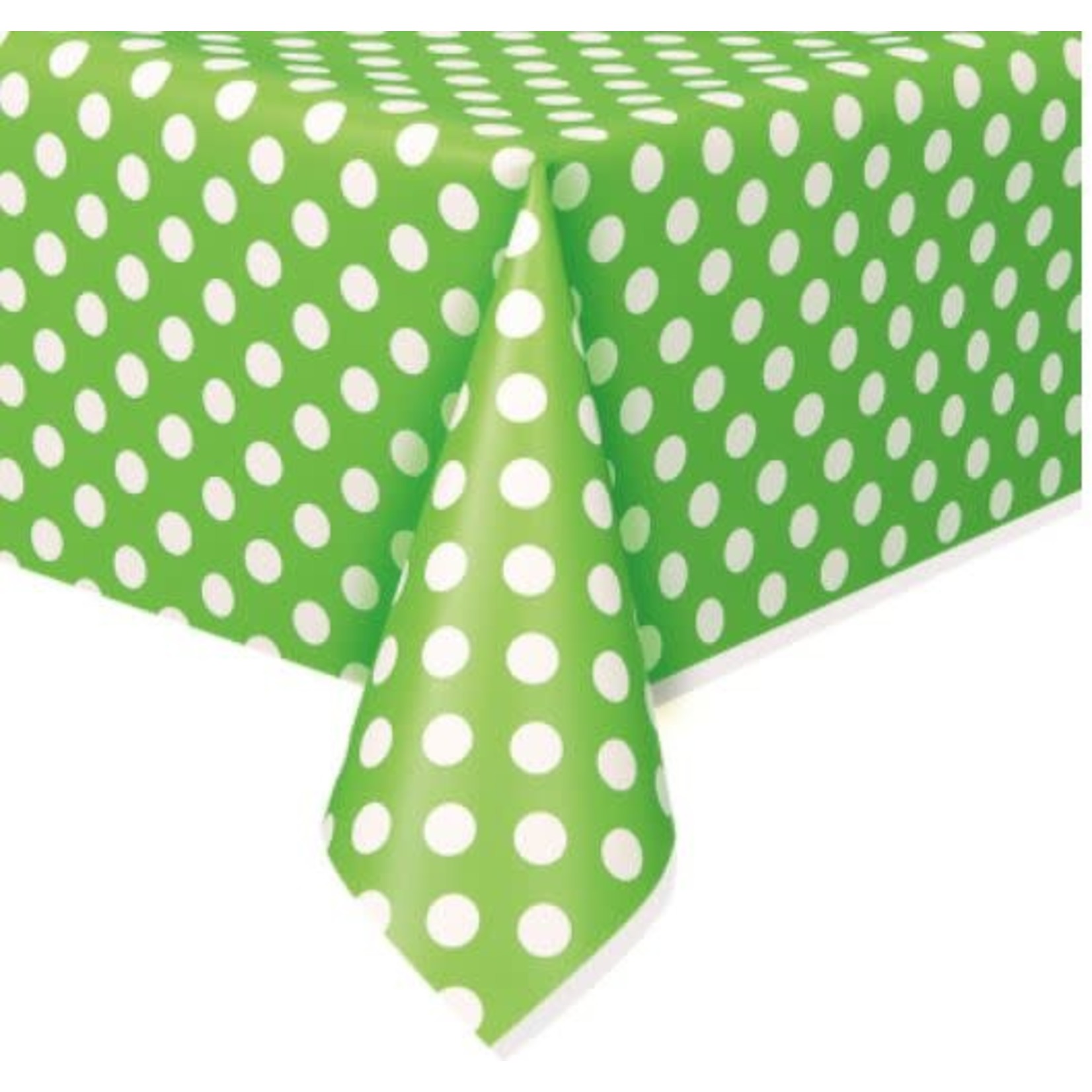 Lime Green Dots Rectangular Plastic Table Cover  54" x 108"