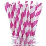 Pink Stripped Paper Straws 10ct