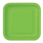 Lime Green Solid Square 9" Dinner Plates  14ct