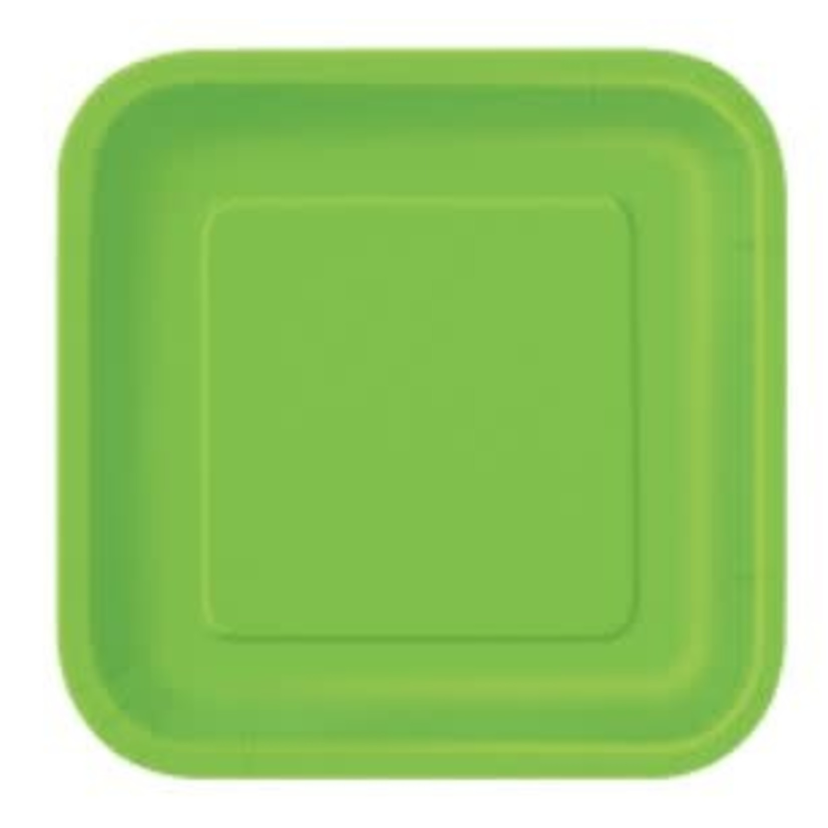 Lime Green Solid Square 9" Dinner Plates  14ct