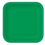 Emerald Green Solid Square 9" Dinner Plates  14ct